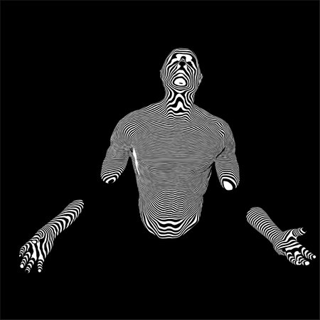 Man Torso Stuck In The Wall Line Art Vector. Stripe Drawing. Illustration Isolated On White Background. A vector illustration Of A Man.のイラスト素材
