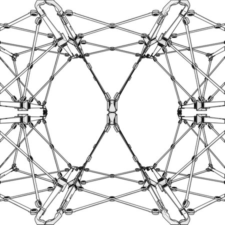 Abstract Metal Construction Structure Vector. A Vector Illustration Of Architectural Construction Isolated On White Background. Concept - modern architecture and designing.のイラスト素材