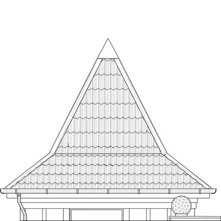 The Roof of the Modern Building Tower Vector. View of the hipped roof. A hip roof, hip-roof, hipped roof.のイラスト素材