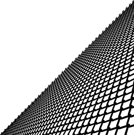 Wired Metal Fence Mesh Vector. Pattern Texture Of Steel Wire Grid Isolated On White Transparent Background. 3d Aluminum Grate For Jail Cage. Safety Barrier.のイラスト素材