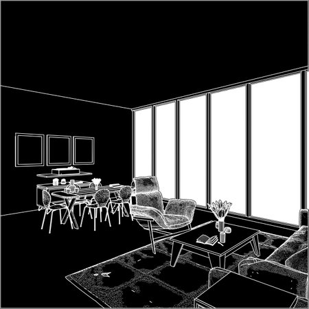 Living Room Interior Vector. Illustration Isolated On White Background.のイラスト素材