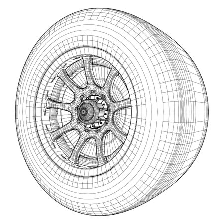Car Wheel Rim Hub Tire Vector. Illustration Isolated On White Background. A Vector Illustration Of Car Wheel.のイラスト素材