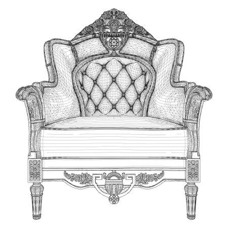 Antique Armchair Vector. Classic Retro Chair Illustration Isolated On White Background.のイラスト素材