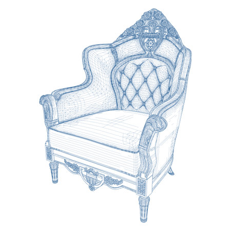 Antique Armchair Vector. Classic Retro Chair Illustration Isolated On White Background.のイラスト素材