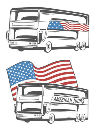 Vector illustration of bus with American flag.の写真素材