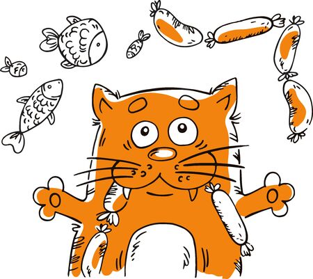 Vector illustration with cartoon cat.の写真素材