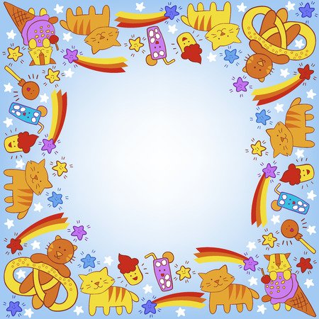 Vector illustration with funny cats.のイラスト素材