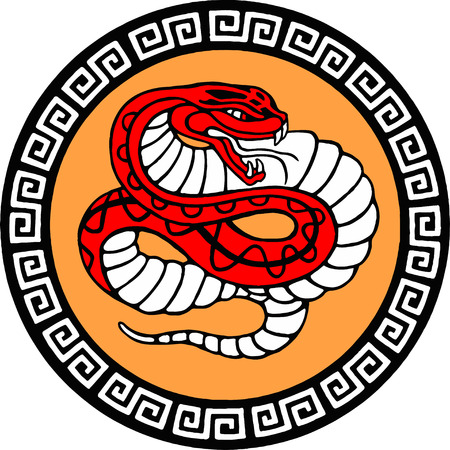 Snake character vector illustration isolated on white.のイラスト素材