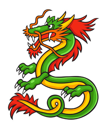 Vector illustration in cartoon style isolated on white. Asian dragon.のイラスト素材