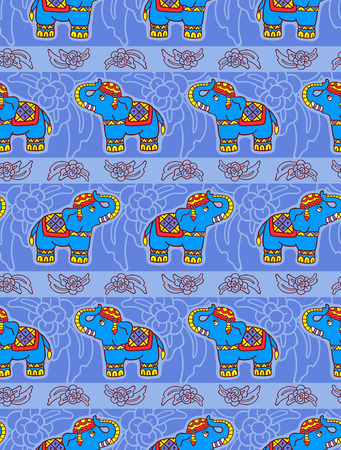 Seamless vector pattern with elephants.のイラスト素材