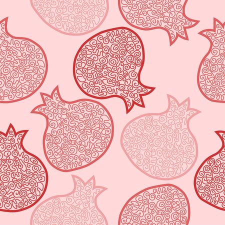 Vector seamless pattern with pomegranate.のイラスト素材