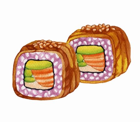 Watercolor style vector illustration of sushi.のイラスト素材