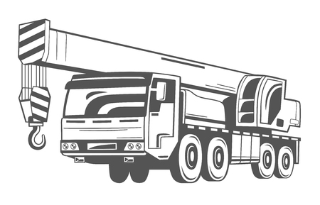 Truck-mounted crane. Vector Illustration.のイラスト素材
