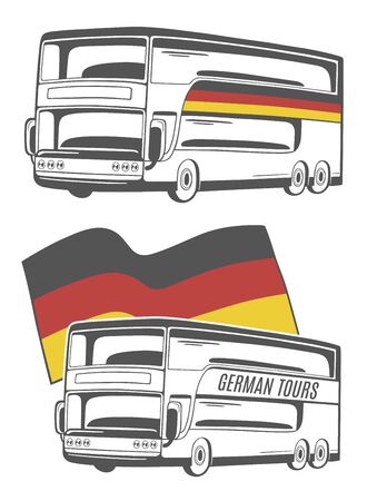 Vector illustration of bus with German flag.のイラスト素材