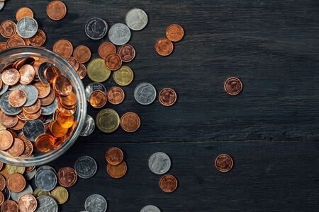 Thai Baht Coins background, silver and gold money