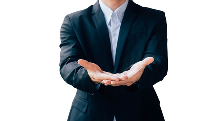business man show hand sign, modern digital online concept の写真素材