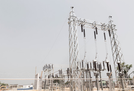 Electricity Authority Station, power plant, energy concept, white sky