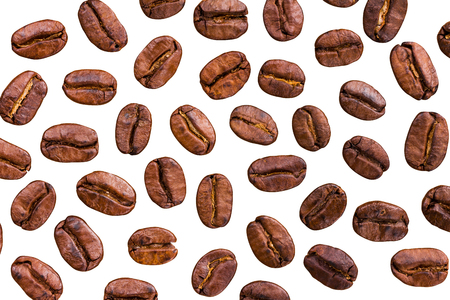 roasted brown coffee beans isolated backgroundの写真素材