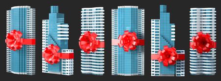 modern building and ribbon, real estate award, 3d rendering