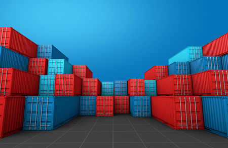 Stack of containers box, Cargo freight ship for import export logistics 3D rendering