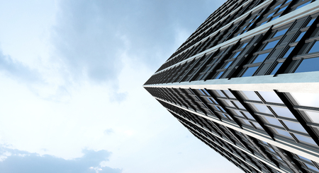 Modern building office and blue sky background, 3d renderingの写真素材