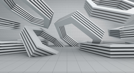 Modern white futuristic hexagon empty background, 3d renderingの写真素材