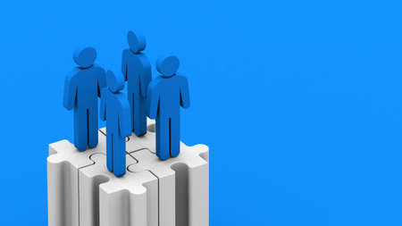 Merger and acquisition business concept, join together on puzzle pieces, 3d renderingの写真素材