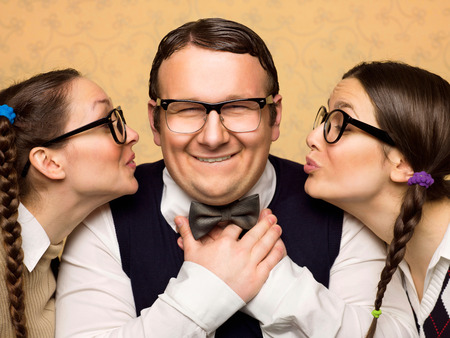 Two female nerds in love in male nerd