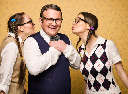 Two female nerds in love in male nerd