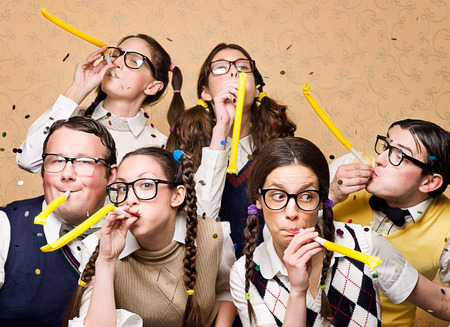 Nerds during partyの写真素材
