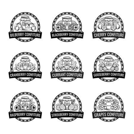 Vector illustration. Berry labels set isolated のイラスト素材