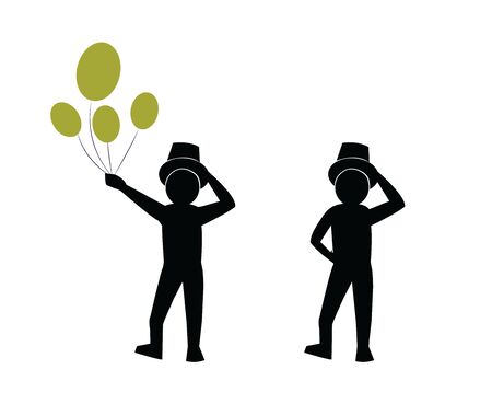 Happy man held balloons with her handのイラスト素材