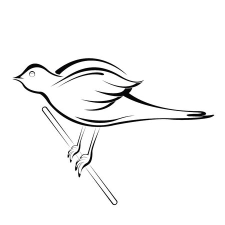 silhouette black bird on the white backgroundのイラスト素材