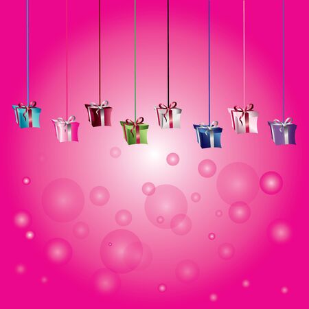 box and ribbon on the pink backgroundのイラスト素材