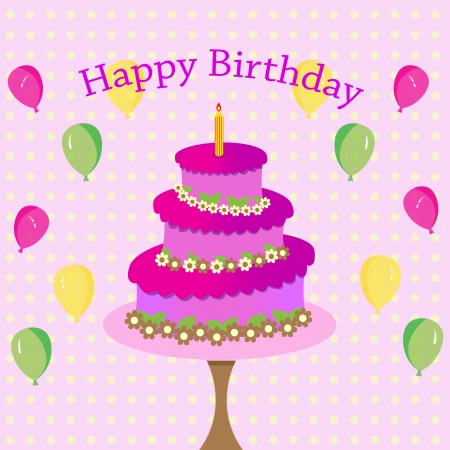 happy birthday card with cakeのイラスト素材