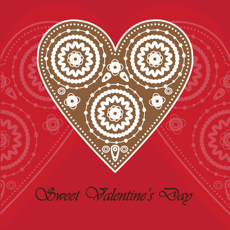 elegant card with gingerbread heart for Valentine s Dayのイラスト素材