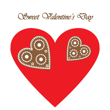 	sweet, cute, simple gingerbread hearts for Valentine s Dayのイラスト素材