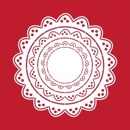 big openwork lacy beautiful elegant napkin on red backroundのイラスト素材