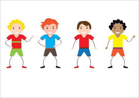 happy and colorful boys, children, teenagersのイラスト素材