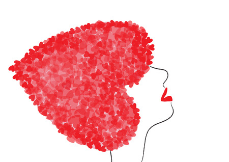 woman head in a hat with heartsのイラスト素材