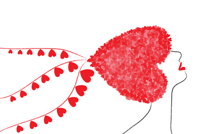 Female head with hairstyle made from heartsのイラスト素材