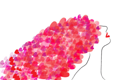 Female head with hairstyle made from heartsのイラスト素材