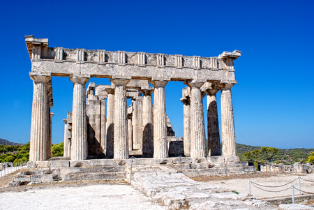 The ruins of the antic greek temple. Island Aegina.の写真素材