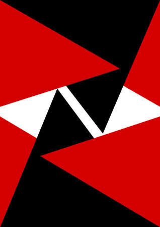 Poster design with black and red triangles. Minimalist digital wall art.