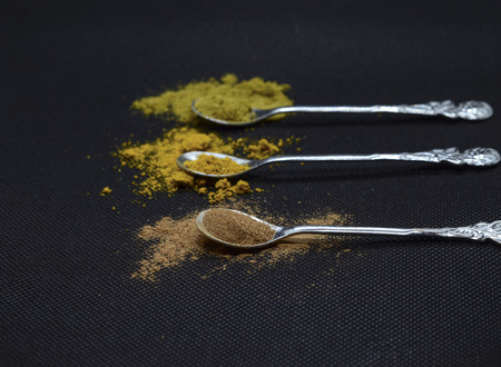 Various spices on dark backgroundの写真素材