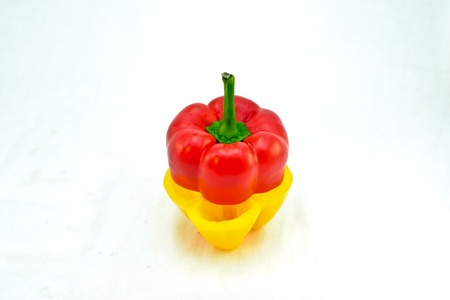 Pepper cut into two halves  Soaring pepperの写真素材