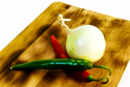 Greens onion and pepper in a pitaの写真素材