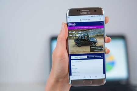 Barcelona / Spain 05 25 2019: Cars.com web site on mobile phone screen. Mobile version of Cars.com...