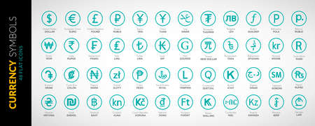 Currency icons vector flat illustration 2のイラスト素材