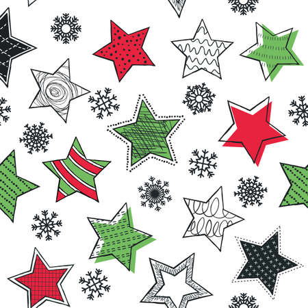 Cute seamless pattern with stars. Hand Drawn vector illustration. Wrapping paper pattern. Background with abstract elements.のイラスト素材